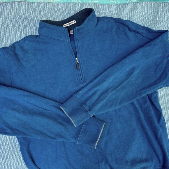 Peter Millar Quarter Zip Sweater - Blue - 100% Cotton - Picture 5 of 7